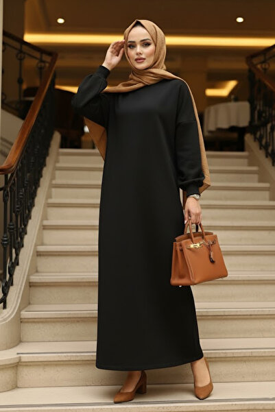 Neva Style Rochie de transpirație neagră Hijab - 23641S