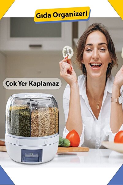 Genel Markalar Çok Amaçlı 360° Dönebilen 6 Bölmeli Gıda Ve Kuru Bakliyat Orga...