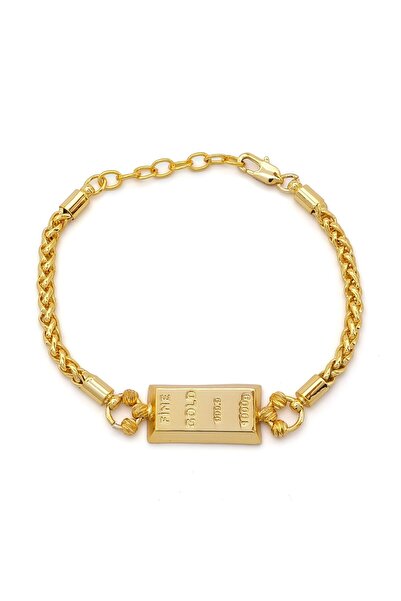 FerizZ İmitasyon Altın Kaplama Örgü Desenli Külçe Bileklik BLK-1154