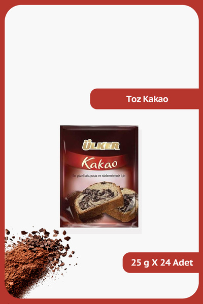 Ülker Toz Poşet Kakao - En Güzel Kek, Pasta ve Süslemeleriniz İçin - 25 gram - 24 Adet