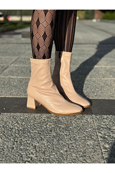 LOVE SHINE Felix Esnek Streç Kısa Topuklu Kadın Bot Büyük Numara