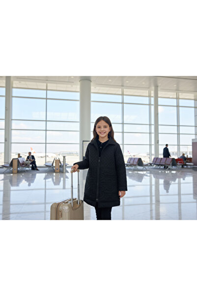 Genel Markalar kız çocuk  kapitone trençkot siyah