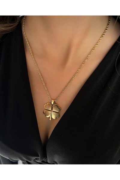 İNN JEWELLERY Çelik Kolye Kararmaz Antialerjik Yonca Figürlü 50 cm (2 YIL İTH...