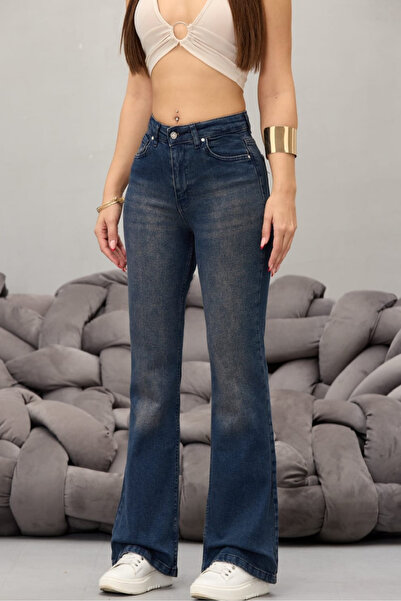 BİKELİFE Női, magas derekú, rugalmas, széles szárú farmernadrág