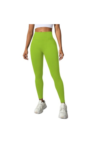 Flippy Fitness/Yoga Pants for Women, Stretch Spandex, High Waist, Green, Size L