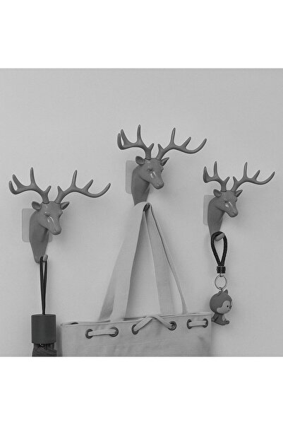 ARVALE Geyik Figürlü 9 Kancalı Duvar Askısı | Dekoratif Anahtarlık Düzenleyici, Delmeden Montaj!