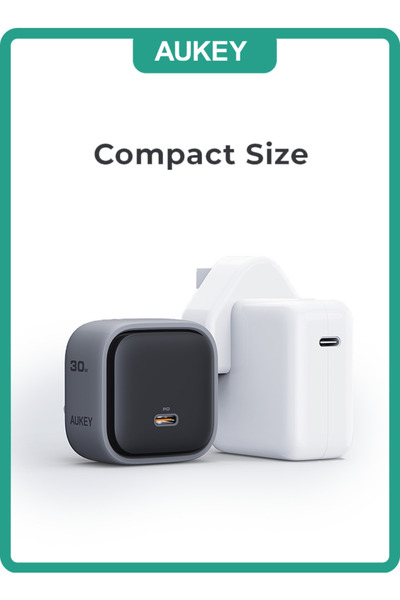 AUKEY Comet 30W World Most Compact GAN Technology and PD Wall Charger PA-C1 Gray