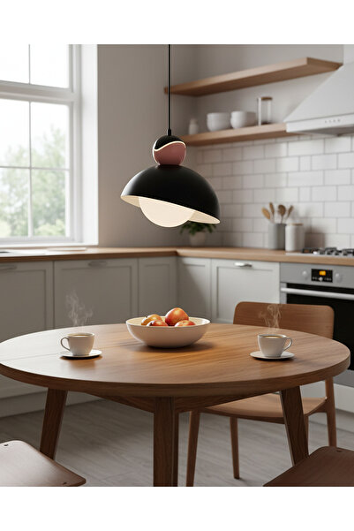 Özcan Aydınlatma 2828-1A-19 Pastel Tekli Sarkıt Siyah Lamba Yemek Masası Oturma Odası Mutfak