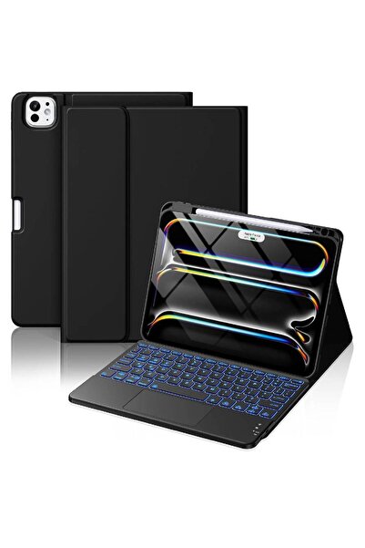 Muzz Case with Keyboard & Trackpad for iPad Pro 11 (2024 M4) - Rechargeable, Folio, Pencil Holder, Black