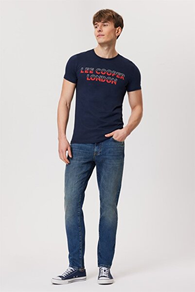 Lee Cooper Raquel Men's 100% Cotton O-Neck T-Shirt Navy Blue