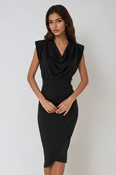 OLSAMODA KADIN VATKALI DEGAJE YAKA ÇIKARILABİLİR BROŞLU ANVELOP KESİM DÜĞÜN NİŞAN SÖZ DAVET ELBİSESİ