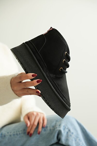 MODAADAM Dámské krátké boty Pastor Shearling - černý semiš