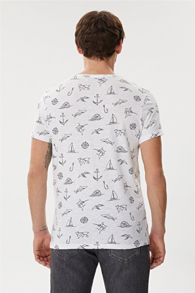 Lee Cooper Ανδρικό μπλουζάκι Hughes 100% βαμβακερό με λαιμόκοψη λευκό