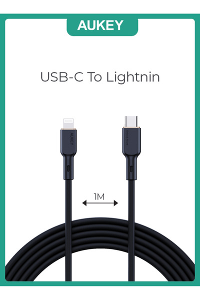 AUKEY كابل USB-A إلى Lightning مضفر من النايلون، معتمد من MFi، كابل شحن سريع لأجهزة iPhone 14/14 Plus/14 Pr