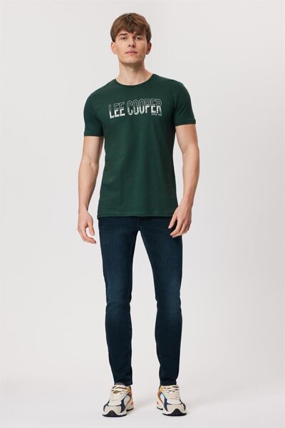 Lee Cooper Huge Men's 100% Cotton O-Neck T-Shirt Dark Green