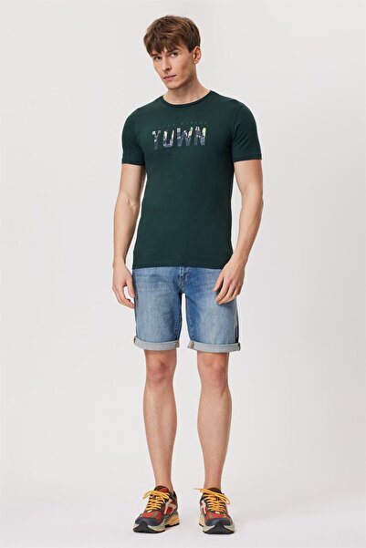 Lee Cooper Town Men's 100% Cotton O-Neck T-Shirt Dark Green