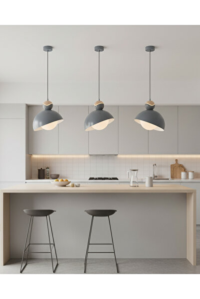 Özcan Aydınlatma 2828-1A-16 Pastel Tekli Sarkıt Gri Lamba Yemek Masası Oturma...