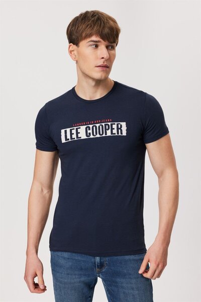 Lee Cooper Ανδρικό μπλουζάκι Rani 100% βαμβακερό με λαιμόκοψη σε σχήμα O, Μπλε ναυτικό