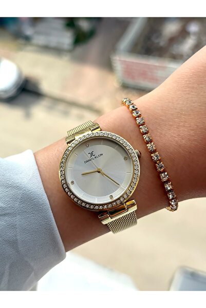 Daniel Klein Kına Düğün Nişan Gelin %100 Orijinal Altın Rengi Kadın Kol Saati Bileklik Hediyeli