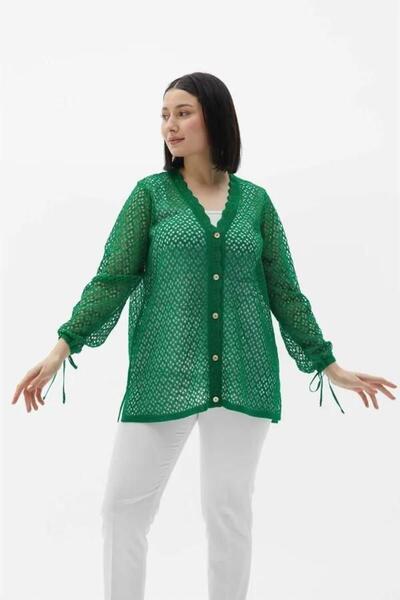 Two Mail Кардиган із зав'язками на рукавах, зелений