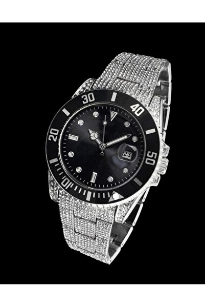 ÇENÇEN Gümüş Gold Full Taşlı Küçük Unisex Model Kol Saati