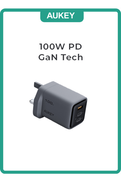 AUKEY Comet Mix3 100W PD Wall Charger with GaN Technology 2xUSB-C + 1xUSB-A PA-C5 Gray