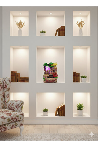 DNC Art&Deco Elektrikli Işıklı Şelale Dekoratif Obje - Su Sesli Ev ve Ofis Fe...