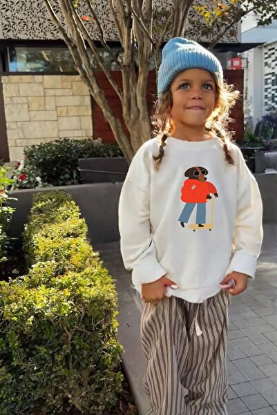 Monila Girl's Printed 3 Thread Fabric Cotton Sweatshirt