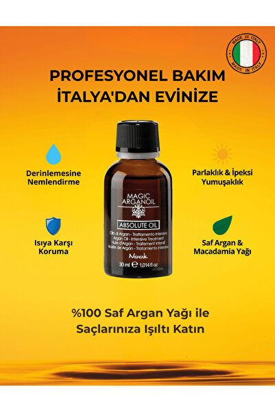 Nook Magic Arganoil Isı Koruma & Parlaklık Etkili Keratin Argan İçeren Saç Bakım Yağı 30ml