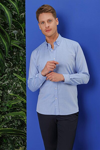 Efor GK 678 Slim Fit Mavi Klasik Gömlek