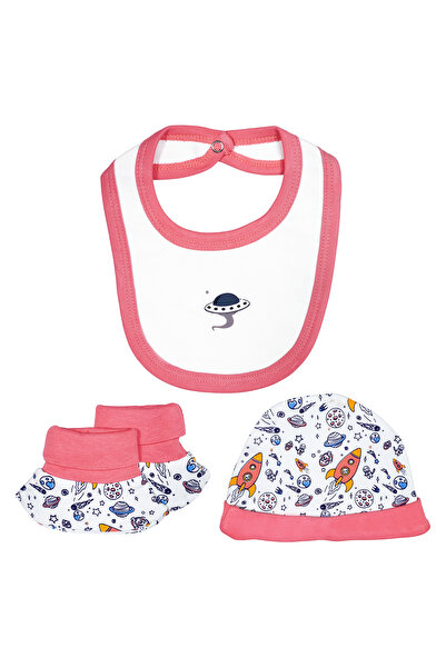 Babies Basic 5 piece Sets include Bib, Romper, Mittens, Cap and Sleepsuit, 6-9 Months , Red