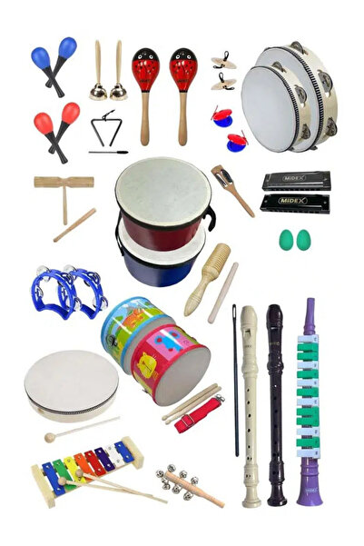 Midex Örf Aletleri Seti Overmuch Paket-2 Marakas Zil Üçgen Ksilofon Melodika ...