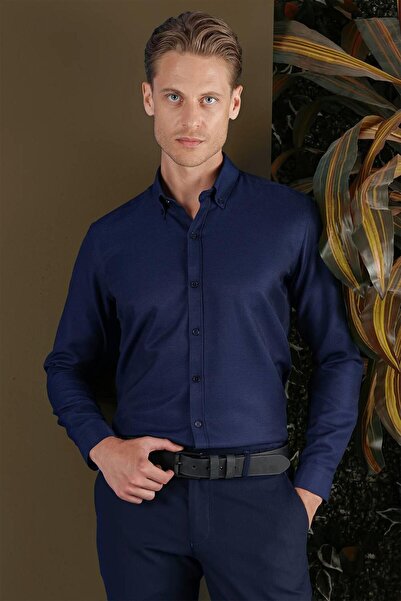 Efor GK 686 Slim Fit Lacivert Klasik Gömlek