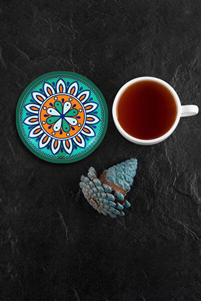 Valerine Life نمط ماندالا أخضر - فنجان شاي قابل للغسل وغير قابل للانزلاق، ديز...