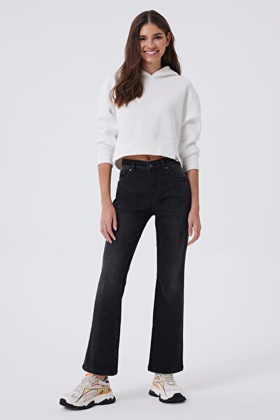 Lee Cooper Melinda High Waist Flared Cut Wide Leg Gray Women's Jeans