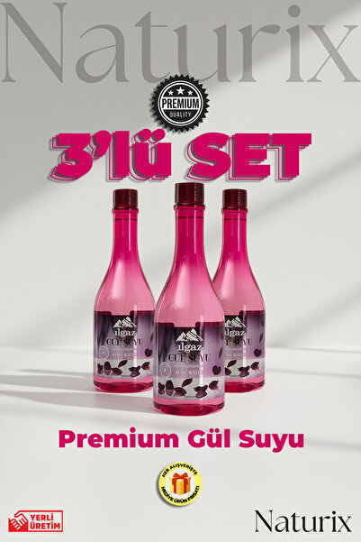 ILGAZ Gıdaya Eklenebilir Ve Içilebilir Gül Suyu 400 ml - 3'lü Eko Paket | Gıdaya Uygun Gül Aromalı