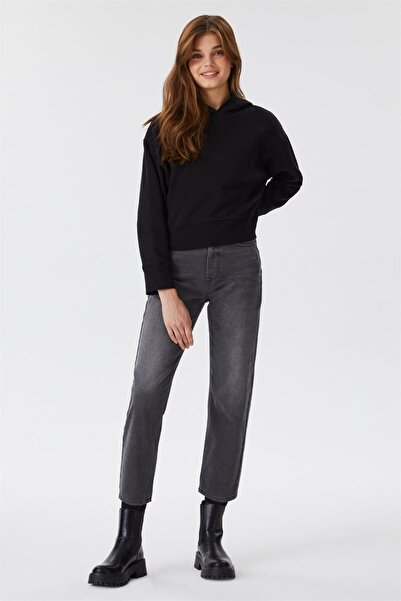 Lee Cooper Clara Yüksek Bel Normal Kesim Düz Paça Gri Kadın Jean Pantolon