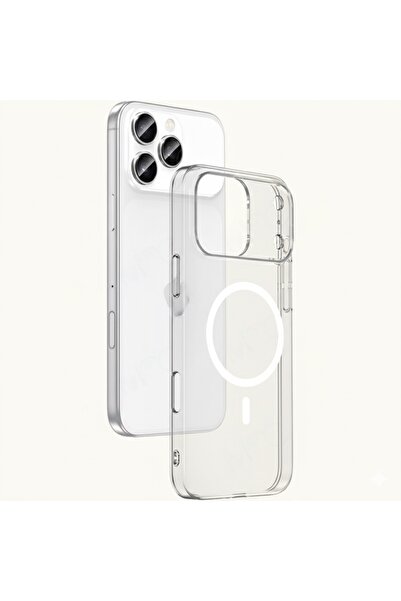Şeffaf BEYAZ MagSafe Uyumlu Sararmaz iPhone 17 PRO MAX Uyumlu Kılıf