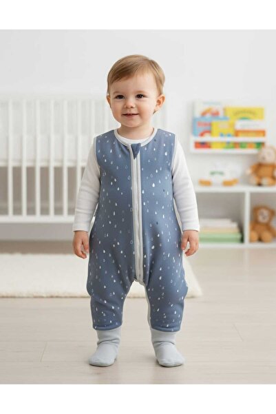 GÜRPAMUK HOME & BABY بدلة نوم شتوية للأطفال الرضع من الجنسين بدون أكمام مع سح...