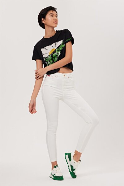 Lee Cooper Jaycee Very High Waist Slim Fit Very Narrow Leg White Women's Jeans