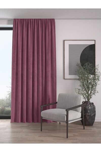 Demor Home Velvet Textured Extrafor Gathered Lavender Pink High Quality Background Curtain Single Wing