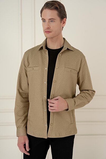 Efor G 1581 Slim Fit Camel Klasik Gömlek