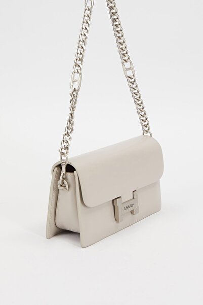 Levidor Τσάντα ώμου με διπλό λουράκι σε γκρι χρώμα