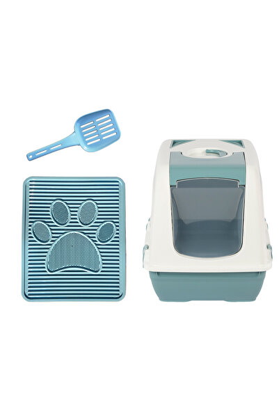 Petozi Kedi Tuvalet Seti (KAPALI TUVALET-PASPAS-KÜREK) Xl Kedi Tuvaleti