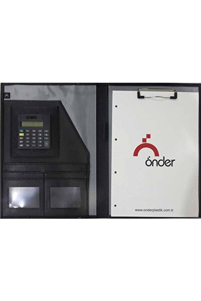 Önder Black Faux Leather - A4 Luxury Secretarial Dubai with Calculator