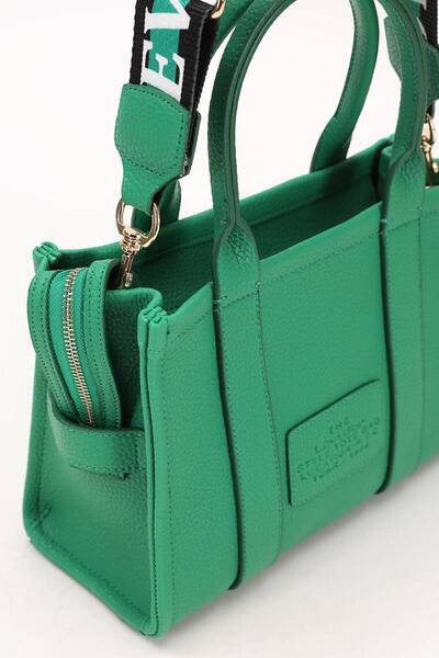 Levidor Grass Green - Text Printed Handbag with Studable Strap