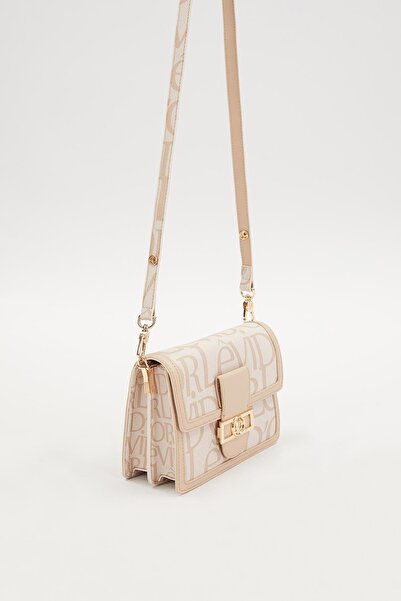 Levidor Pink Text Printed Chain Detail Shoulder Bag