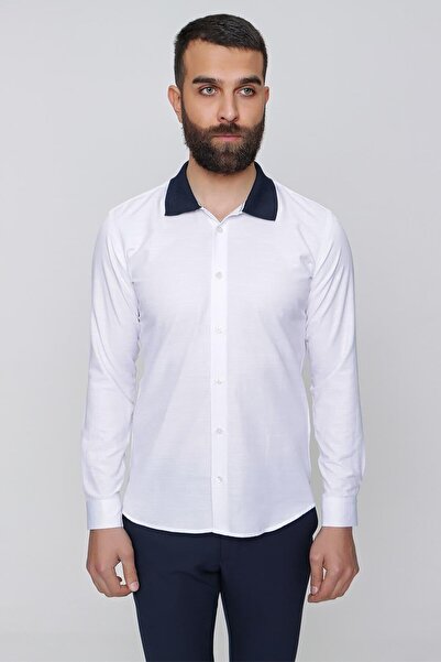 Efor G 1491 Slim Fit Beyaz Spor Gömlek