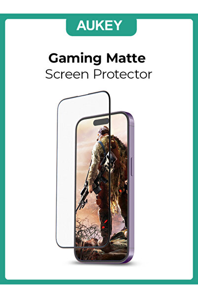 AUKEY واقي شاشة فائق الوضوح للألعاب غير لامع لهاتف iPhone 15 Pro Max شفاف SP-YX10D