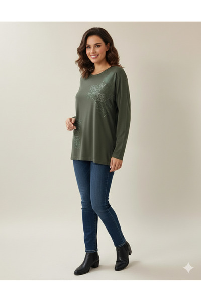 Pelikan Büyük Beden Bisiklet Yaka Penye Bluz 0636